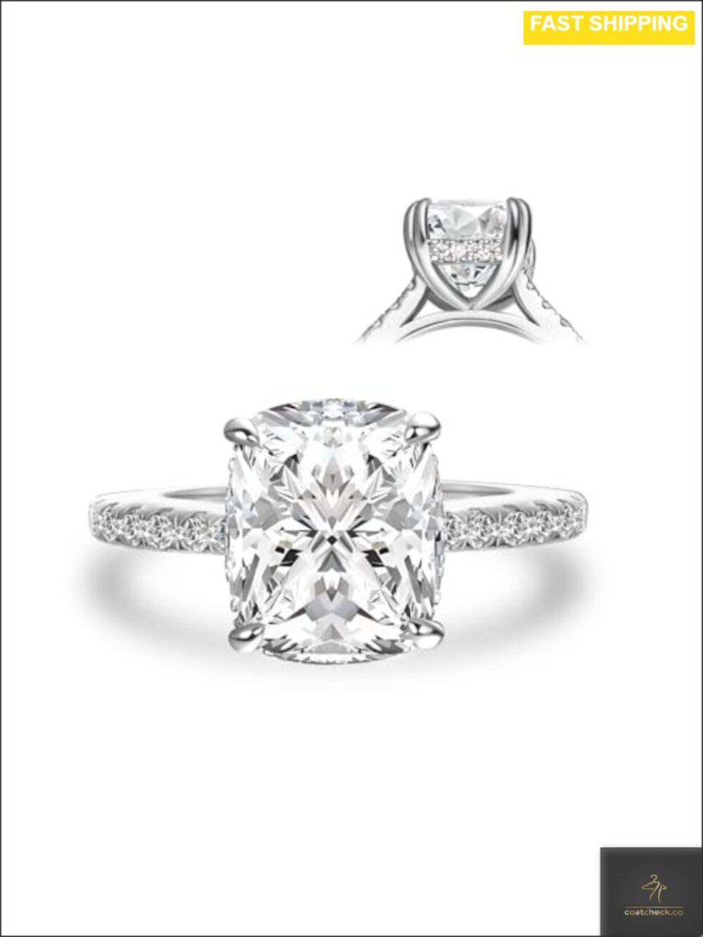 3.5CT Cushion Cut Moissanite Engagement Ring s925 Silver